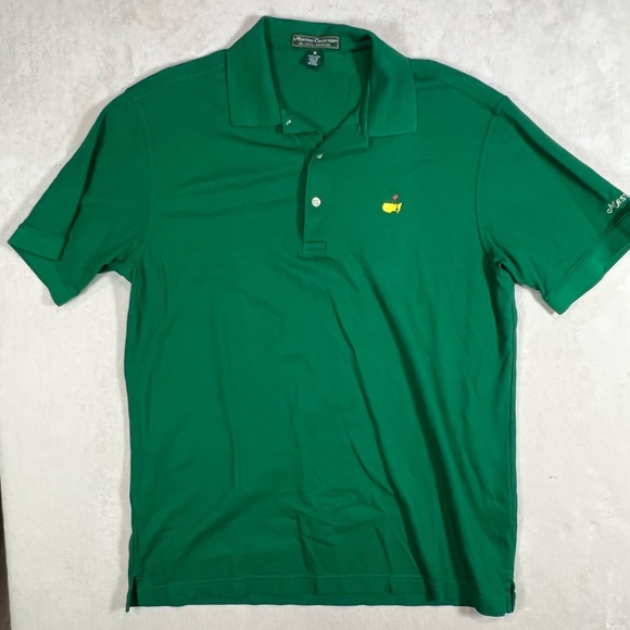 Authentic Genuine Medium Men’s Green Masters Polo Golf Shirt - Picture 1 of 9